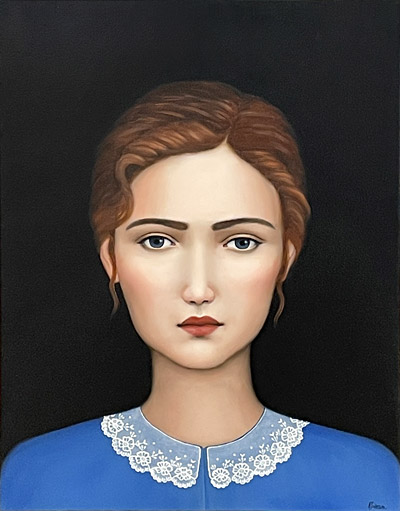 Amanda Johnson NZ portrait artist, Girl with Lace Collar, Oil on canvas